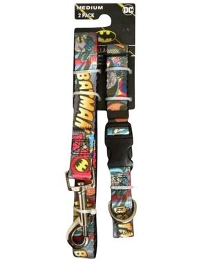 NEW DC Comics Batman Dog Collar and Leash Set Medium